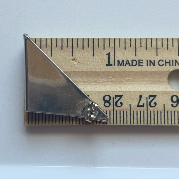 Vintage Silver Triangle Stud Earrings 80s Geometric Modernist Statement - Picture 6 of 9